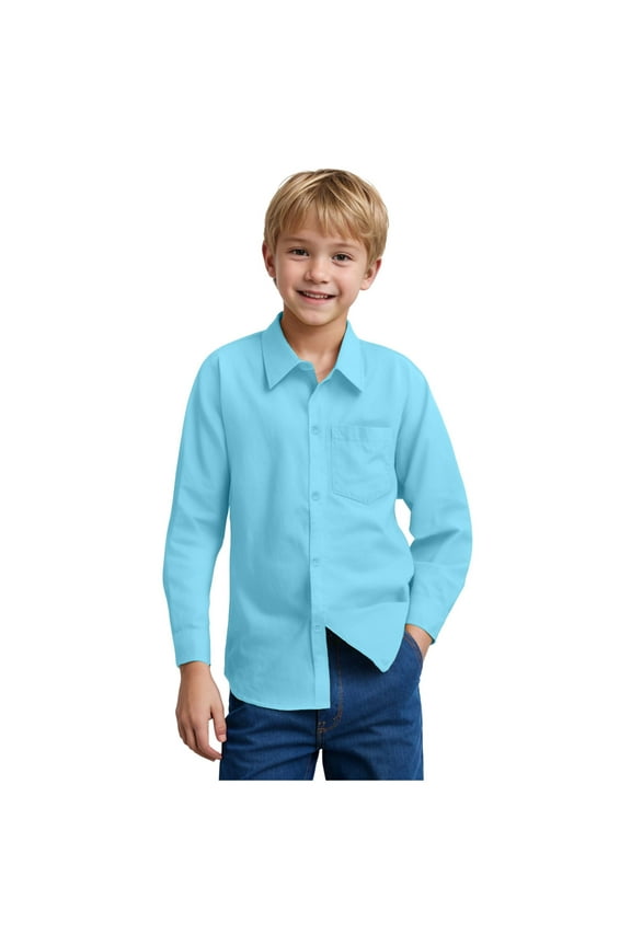 Infant Boys Button Down Dress Shirt Baby Boys and Toddler Boys Long Sleeve Oxford Button Down Shirt Lightweight Soft Versatile Sky Blue,9-10 Years
