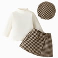 thumbnail image 1 of Splozh Infant Girls Outfits Girls Fashion Toddler Girls Suit Trendy Skirt Sets Toddler Kids Girls Cute Casual Outfits 3 Pieces Outfits,Brown,18-24 Months, 1 of 6