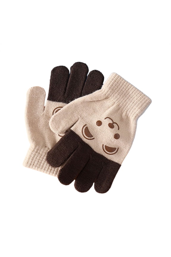 Infant Winter Gloves Kids Winter Gloves for Boys Girls Children Full Fingers Stretchy Warm Mittens for Toddler Brown,4-8 Years