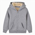 thumbnail image 1 of Splozh Jacket for Boys Children Fleece Sweater Jacket Fashionable Solid Color Hooded Fleece Sweater Jacket,Grey,3-4 Years, 1 of 4