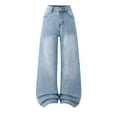 thumbnail image 1 of Splozh Jeans for Teen Girls Simple Fashion High Waisted Wide Leg Jeans Y2k Baggy Jeans Light Blue,15-16 Years, 1 of 3