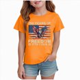thumbnail image 1 of Splozh Kids 4th of July Shirts 1-14 Years Summer Patriotic Short Sleeve Girls Tops, USA Patriotic Daily Shirts,Orange,9-10 Years, 1 of 4