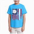 thumbnail image 1 of Splozh Kids American Flag Shirt 2-14 Years Summer Short Sleeve Graphic Boys Shirts, Boy 4th of July Daily Outfit,Sky Blue,9-10 Years, 1 of 4