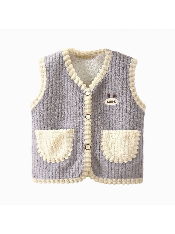 Kids Baby Warm Fleece Vests Warm Fashion Cute Soft Fall Winter Clothes Lightweight Jacket Outerwear Coat,Grey,12-18 Months