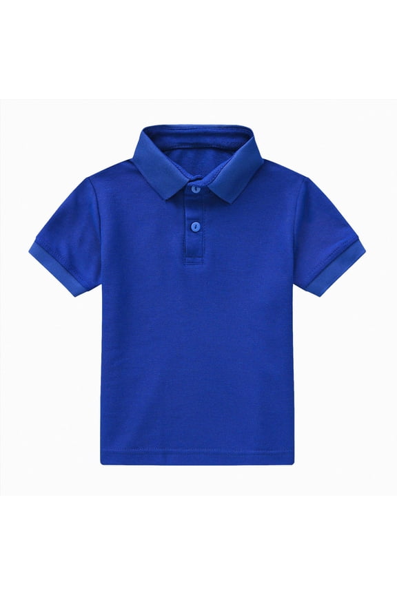 Kids Button Up Shirts for Boys 12 18 24 Months 2T 3T 4T 5T 6T Summer Cotton Casual Solid Color Lapel Collar Short Sleeve Dress Shirt Boys Button Down Shirt Dark Blue,18-24 Months