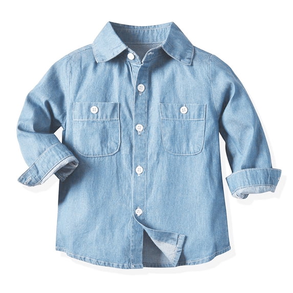 Splozh Kids Denim Jacket Long Sleeve Boys Long Sleeved Jacket Fashionable and Thin Denim Long Sleeved Casual Jacket Blue,3-4 Years