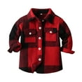 thumbnail image 1 of Splozh Kids Dress Shirt Kids Long Sleeve Shirts Baby Button up Jacket Loose Fit Unisex Toddler Coat Outwear Red,4-5 Years, 1 of 9