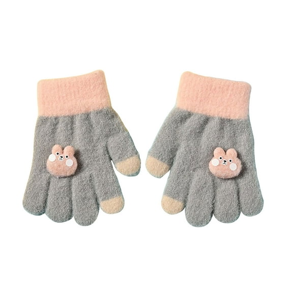 Splozh Kids Football Hand Warmer Kids Winter Gloves for Boys Girls Children Full Fingers Stretchy Warm Mittens for Baby Grey,0-3 Years