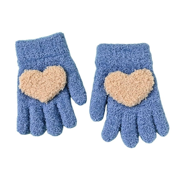 Splozh Kids Gloves Winter Kid's Winter Gloves Children Stretchy Warm Gloves Boys Or Girls Knit Gloves Blue,3-6 Years