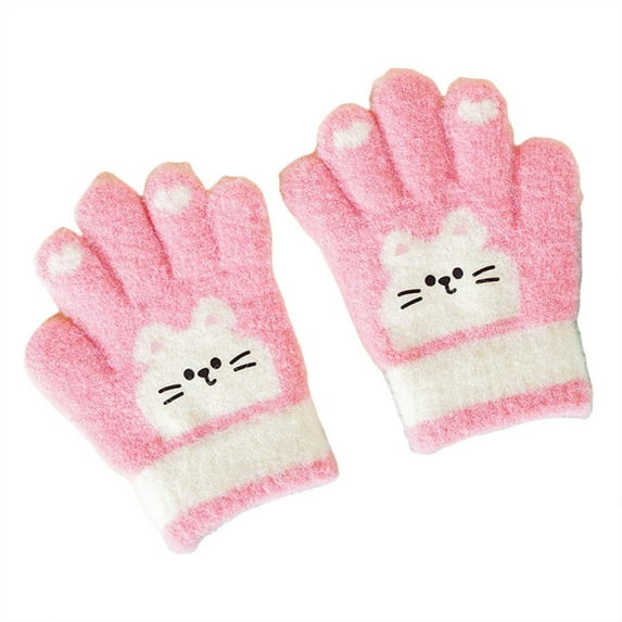 Splozh Cold Weather Kids Gloves Kids Winter Gloves for Boys Girls Children Full Fingers Stretchy Warm Mittens Pink,2-4 Years