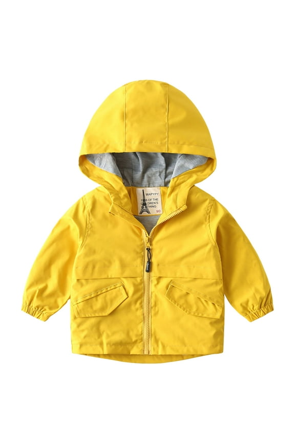 Kids Hoodie Jacket Cotton Toddler Toddler Baby Grils Boys Hoodie Zipper Waterproof Raincoat Lightweight Windbreaker Outwear Rain Jacket Yellow,3-4 Years
