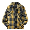 thumbnail image 1 of Splozh Kids Jean Jacket Birthday Gifts Boys and Girls Long Sleeved Checkered Shirt Retro Color Blocked Cardigan Fashionable and Versatile Lapel Top Jacket Yellow,9-10 Years, 1 of 7