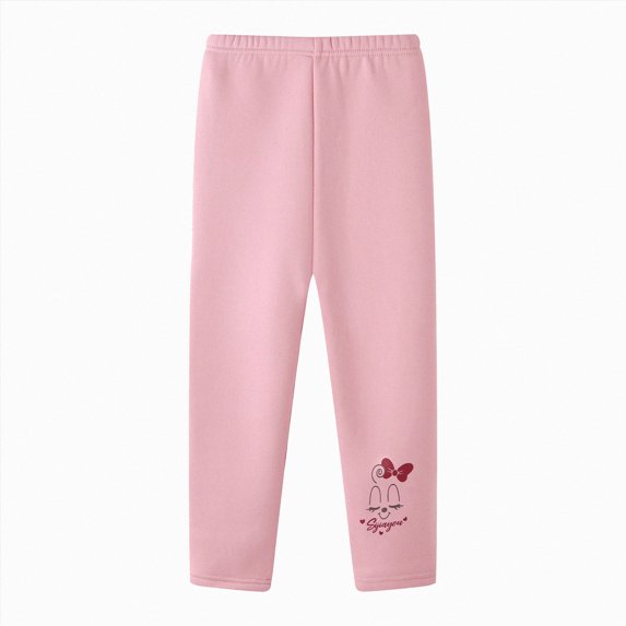 Splozh Kids Pants Girls Fashion Cute Toddler Kids Baby Girls Cotton Prints Fleece Lined Warm Leggings Stretchy Thick Tights Pants Trousers,Pink,5-6 Years