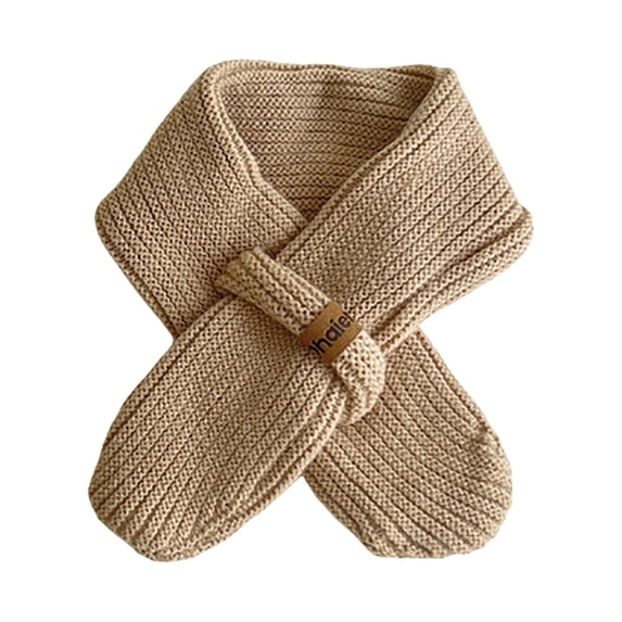 Splozh Kids Scarf Winter Children's Scarf Comfortable Warm Solid Color Knitted Boys and Girls Baby Neck Scarf Khaki,One Size