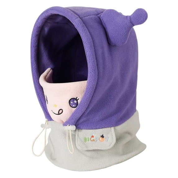 Splozh Kids Scarf for Girls Children Multifunctional Windproof Warm Wool Winter Hat Scarf Integrated Warmth Purple,One Size