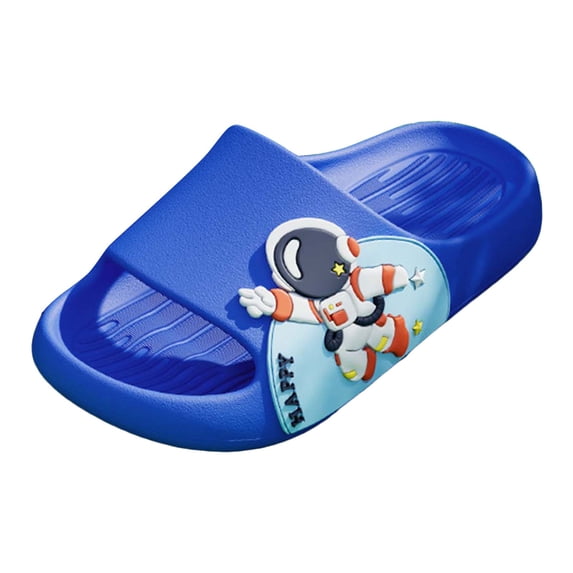 Splozh Kids Slippers Boys Summer Indoor Comfortable Breathable Cartoon Pattern Slippers Shower Slides Blue,US 3