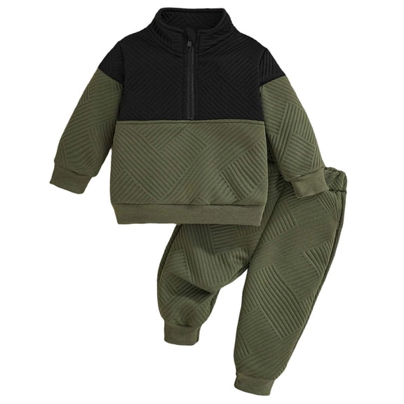 Splozh Kids Sweatshirt and Pants Toddler Baby Boys Clothing Outfits Long Sleeve Casual Fashion Hoodie Pants Spring Tracksuit Two Piece Set Green,18-24 Months