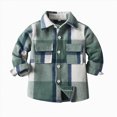 thumbnail image 1 of Splozh Kids Toddler Boys Girls Flannel Shirt Jacket Long Sleeve Button Down Plaid Jacket Tops Coat Outwear Fall Clothes Fall Toddler Girl Clothes,Green,8-9 Years, 1 of 9