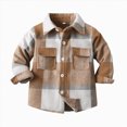 thumbnail image 1 of Splozh Kids Toddler Boys Girls Flannel Shirt Jacket Long Sleeve Button Down Plaid Jacket Tops Coat Outwear Fall Clothes Toddler Jacket,Yellow,6-12 Months, 1 of 9