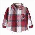 thumbnail image 1 of Splozh Kids Toddler Boys Girls Plaid Flannel Shirt Jacket Long Sleeve Button Top Casual Fall Winter Shacket Coat Clothes Winter Jackets,Red,3-4 Years, 1 of 4