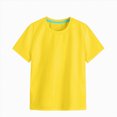thumbnail image 1 of Splozh Kids Tshirts 1-12 Years Basic Solid Casual Summer Girls Fashion Short Sleeve Kids Tees Kids Shirt Tees,Yellow,3-4 Years, 1 of 4
