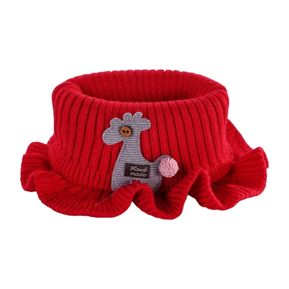 Splozh Kids Winter Neck Warmer Solid Color Cute Fun Knitted Wool Cartoon Warm Neck Scarf Red,One Size