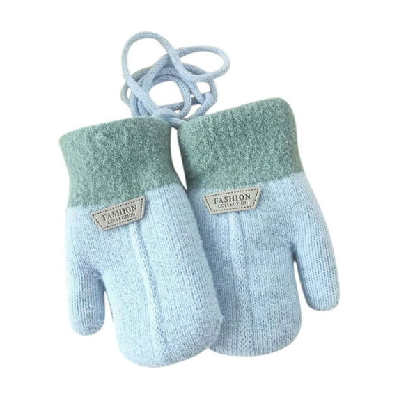 Splozh Kids Work Gloves Kids Thicken Snow Mitten Winter Gloves Waterproof Warm Ski Mitten Toddler Boys Girls Light blue,S