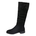 thumbnail image 1 of Splozh Knee High Cowboy Boots womens Knee High Boots Pointed Toe Suede Boots Chunky Heel Slouchy Shoes Tall Fall 2025 Side Zipper Black,US 8.5, 1 of 9