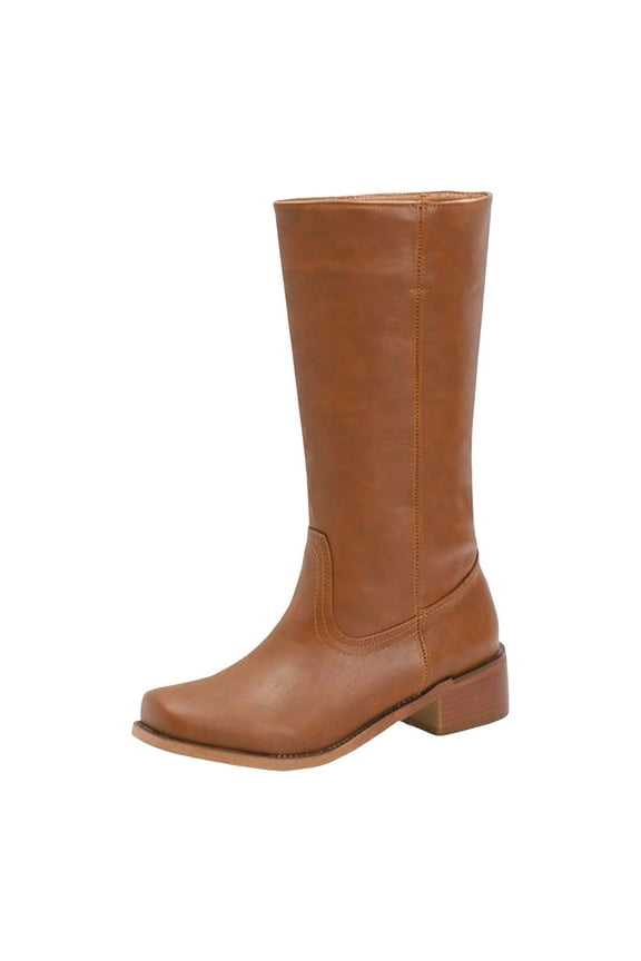 Knee High Leather Boots for Women's Knee High Boots Platform Heel Round Toe Boots for Women Side Zipper Stylish Comfortable Tall Boots Brick Red,US 9.5