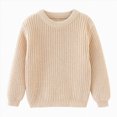 thumbnail image 1 of Splozh Knit Sweater 12 18 24 Months 3T 4T 5T Girls Long Sleeve Shirts Knit Sweaters Kids Tops Crew Neck Casual Tees Basic Undershirts,Beige,4-5 Years, 1 of 7