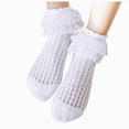 thumbnail image 1 of Splozh Lace Socks Girls Ruffle Socks Toddler Double Lace Frilly Dress Socks Ruffles Church Fancy Sock for Little Kids 4-6 Years,White, 1 of 4