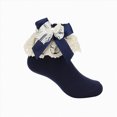 thumbnail image 1 of Splozh Lace Socks Toddler Girls Double Lace Ruffle Socks Turn Cuff Big Ruffle Dress Lace Socks 5-6 Years,Navy, 1 of 5