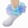 thumbnail image 1 of Splozh Lace Socks Toddler Girls Fluffy Ruffle Socks Rainbow Ruffled Lace Dance Dressy Socks Baby/Toddler/Little Girls 4-6 Years,Sky Blue, 1 of 3