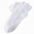 thumbnail image 1 of Splozh Lace Socks for Toddler Girls Lace Ruffle Cotton Frilly Ankle Socks Princess Dance Dress Socks 4-6 Years,White, 1 of 4