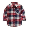 thumbnail image 1 of Splozh Little Big Boys Girls Plaid Flannel Shirt Button Down Family Matching Outfits,Watermelon Red 8-9 Years, 1 of 3