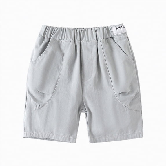 Splozh Little Boy Cargo Shorts Boys Cargo Shorts Summer Casual High Waist Pull On Short for Kids with Pockets 3-4 Years,Grey