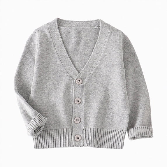 Splozh Little Boys Girls Cardigan Sweater Boys Long Sleeve Knit Outerwear Jacket Tops for Fall Winter Toddler Boy Sweater,Grey,12-18 Months