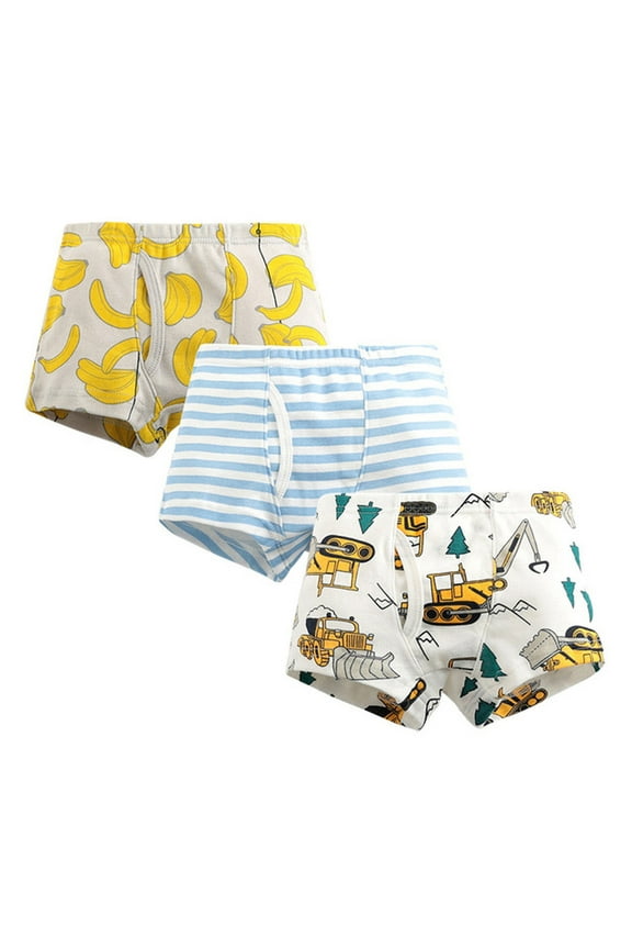 Little Boys Soft Cotton Briefs Kids Toddler Baby Boys Underwear Cute Cartoon Briefs Cotton Underwear Trunks 3PCS Blue,5-6 Years