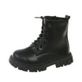 thumbnail image 1 of Splozh Little Girl Boots Girls Boys Ankle Boots Side Zipper Combat Shoes with Lace Up for Toddler/Little Kid/Big Kid Black,US 1, 1 of 9