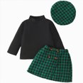 thumbnail image 1 of Splozh Little Girl Outfits Fashion Toddler Girls Fall Winter Outfit Three Sets Toddler Kids Girls Cute Casual Outfits,Green,9-12 Months, 1 of 6