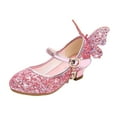 thumbnail image 1 of Splozh Little Girls Dress Shoes Princess Big Little Girl High Heel Mary Jane Glitter Shoes in Wedding Party Shoes with Bowknot (Toddler/Little Kid/Big Kids),Pink 11.5, 1 of 5