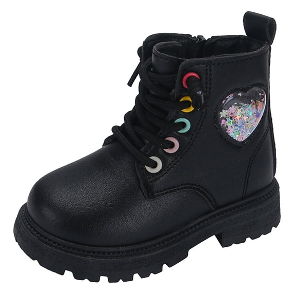 Splozh Little Kid Fashion Boots for Toddler Toddler/Little Kid Girl's Fashion Short Ankle Boots Dress Booties Fall Winter Booties Black,US 8.5