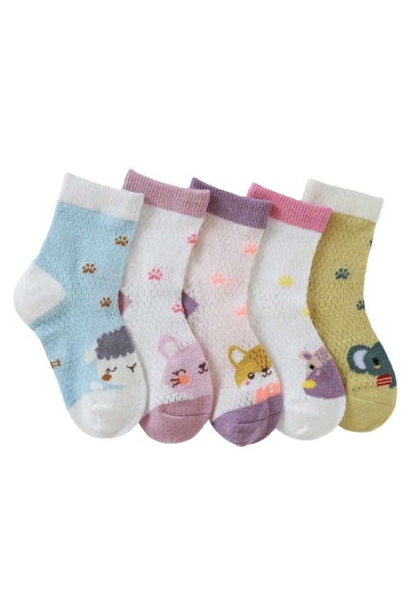 Little Kids Organic Cotton Socks Socks Floor Socks Summer Cotton Socks Cartoon Thin Breathable Autumn Cartoon Fashion 5pcs Blue,5-8 Years