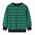 thumbnail image 1 of Splozh Long Sleeve Shirt Boys Fashion Soft Toddler Kids Girls Boys Long Sleeve Basic T Shirt Casual Stripe Prints Sweatershirt Tees Shirt Tops,Green,5-6 Years, 1 of 9