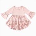 thumbnail image 1 of Splozh Long Sleeve Shirts for Girls 12 18 24 Months 3T 4T 5T 6T Infant Toddler Solid Color Round Neck Shirt Stylish Blouse with Ruffled,Pink,3-4 Years, 1 of 8