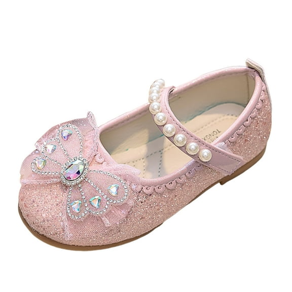 Splozh Mary Jane Pumps Girls' Sandals Fashion New Cute Bow Pearl Decoration Versatile Flat Comfortable Shoes Pink,US 12.5