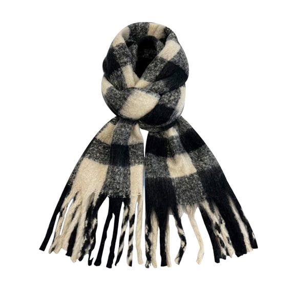 Splozh Neck Gaiter Winter Fleece Women's Long Plaid Blanket Scarf Thick Winter and Autumn Warm Scarf Plaid Scarf Wrap Shawl Women's Gift White,One Size
