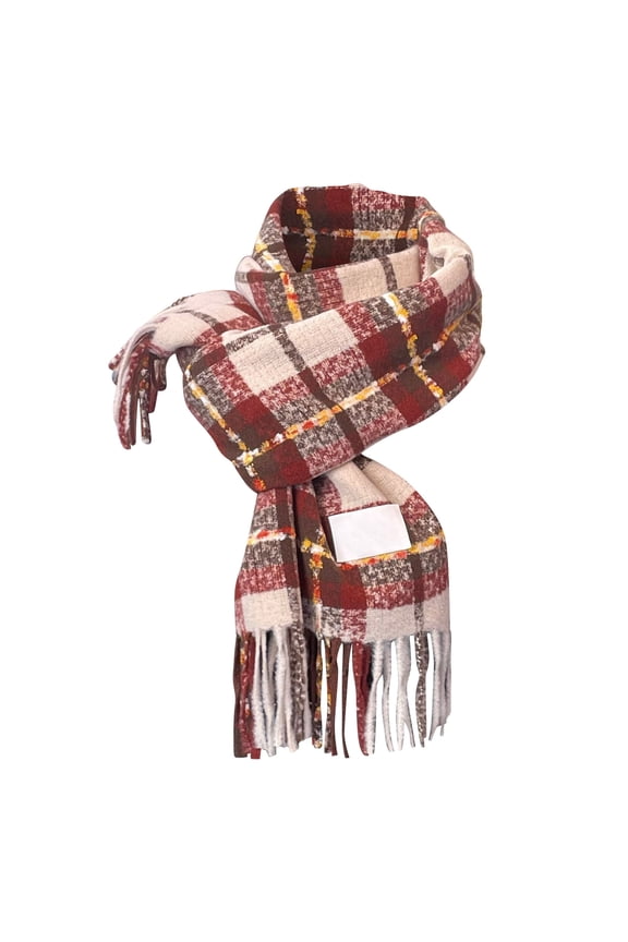 Neck Warmer Women Winter Tartan Scarf Ladies Warm Blanket Pashmina Shawl Red,One Size