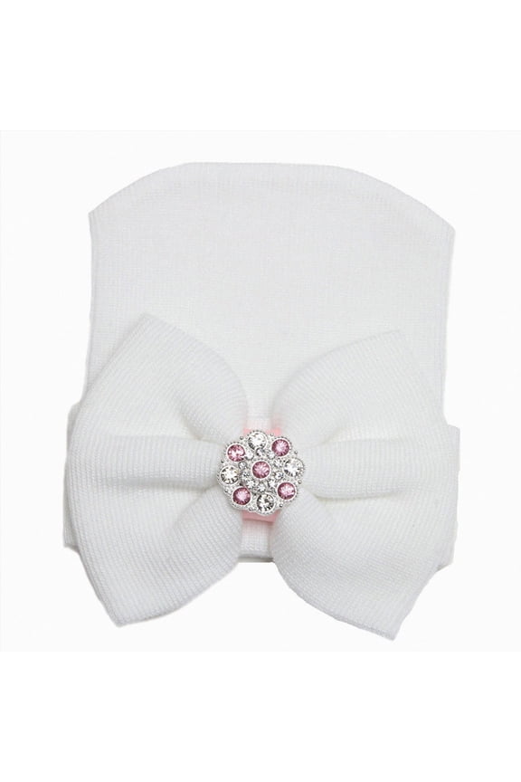 New Born Bows for Baby Girls Newborn Baby Turban Hats Bow Baby Infant Beanie Breathable Toddler Cap for Baby Girls,White,One Size