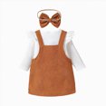 thumbnail image 1 of Splozh New Born Christmas Baby Girl Outfit Girls Fashion Baby Girl Outfit Fall Bow Tie Strap Dress with Long Sleeve Bodysuit 3 Pieces Outfits,Brown,12-18 Months, 1 of 4